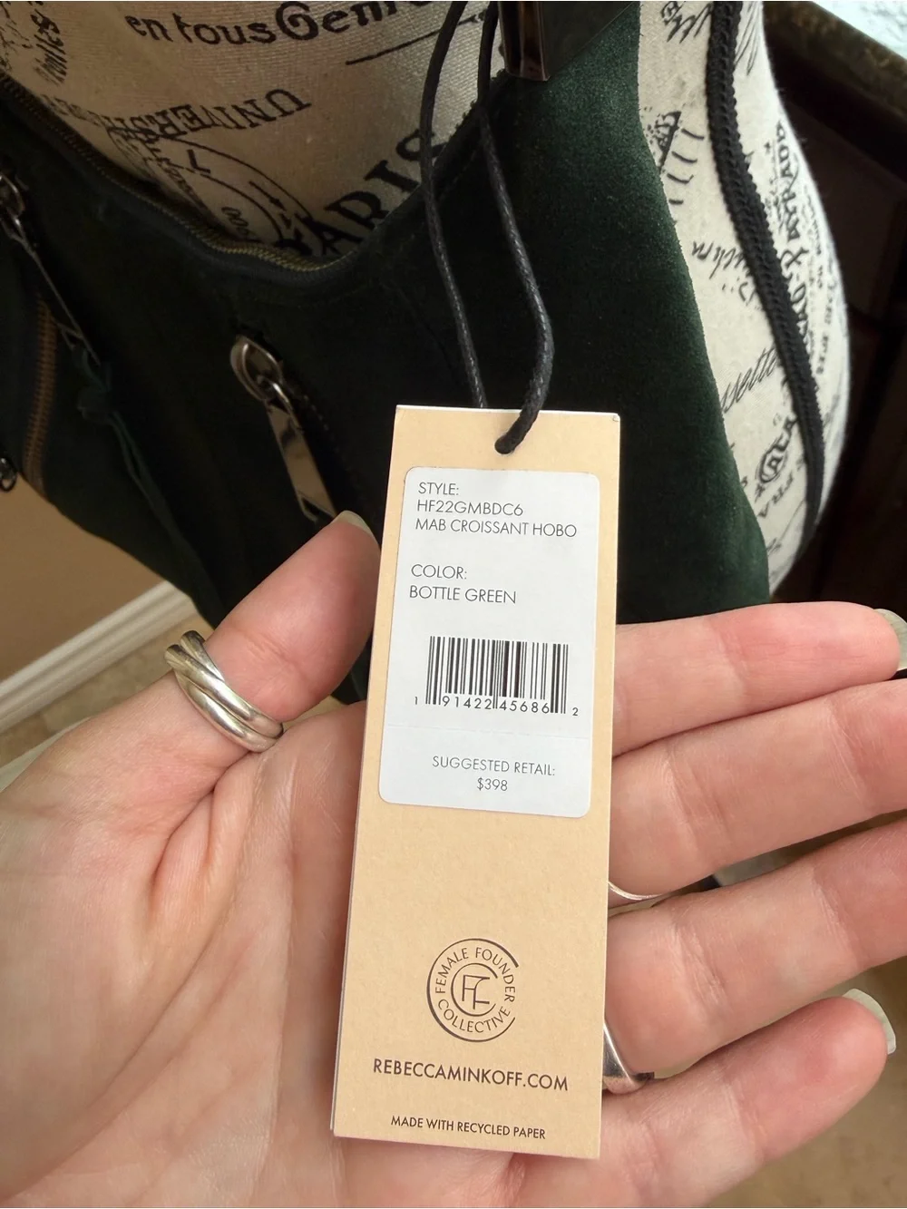 Rebecca Minkoff M.A.B. Croissant Hobo in Bottle Green - Retired